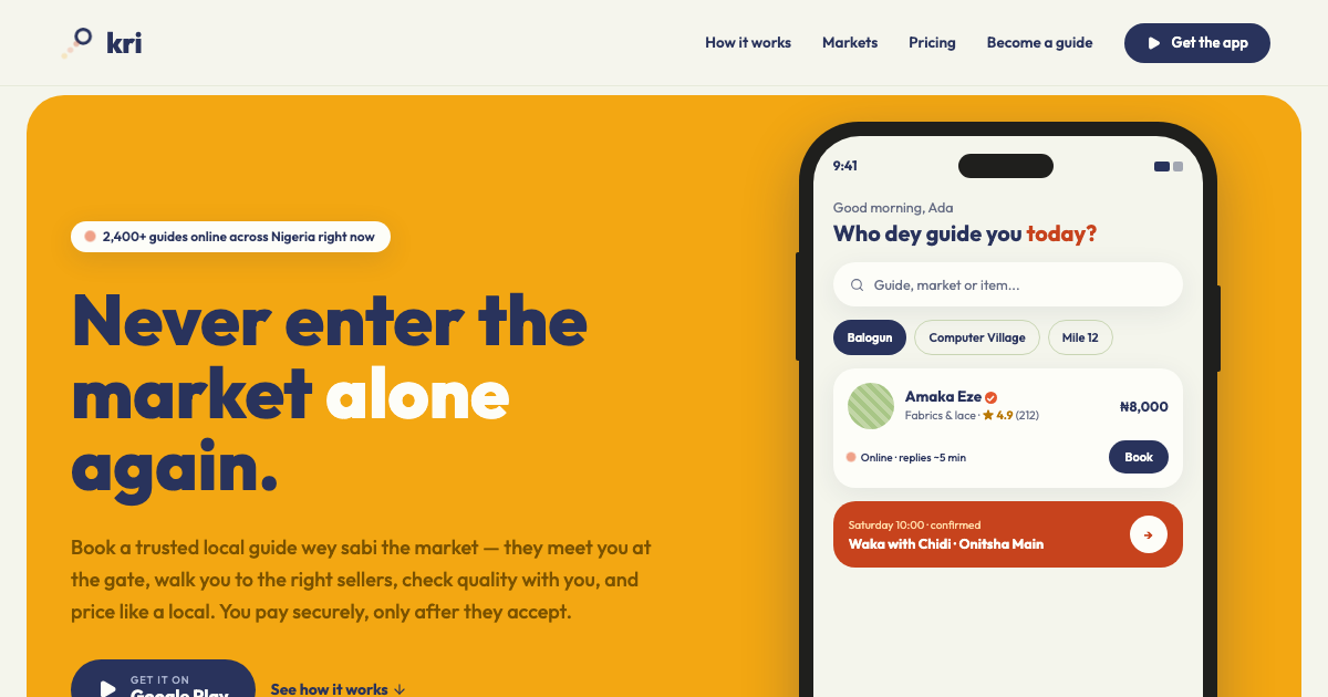 KRI local market guide homepage and mobile app